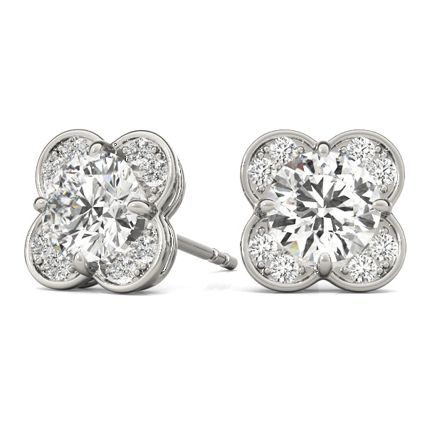 Platinum White Diamond Halo Earrings