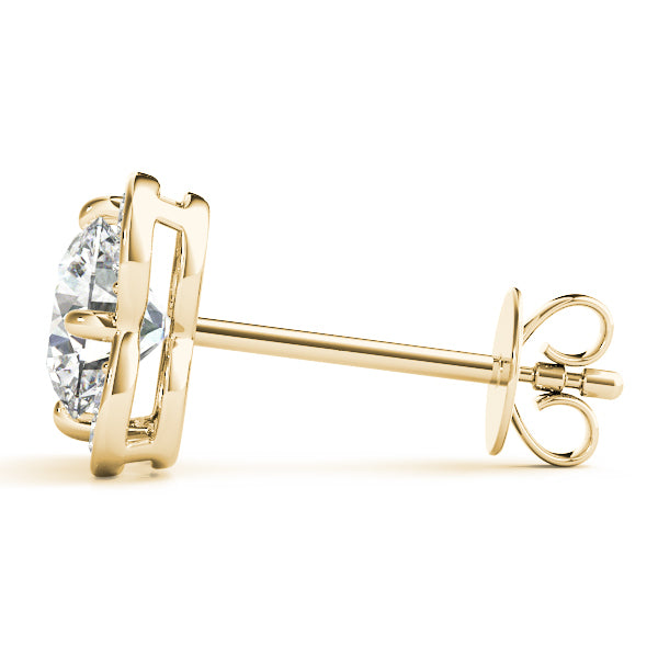 14K Yellow Gold Lab Diamond Halo Earring Set