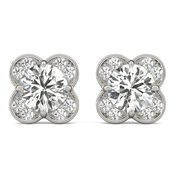 Platinum White Diamond Halo Earrings