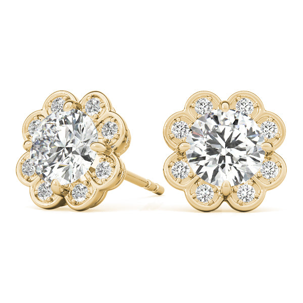 14K Yellow Gold Lab Diamond Halo Earring Set
