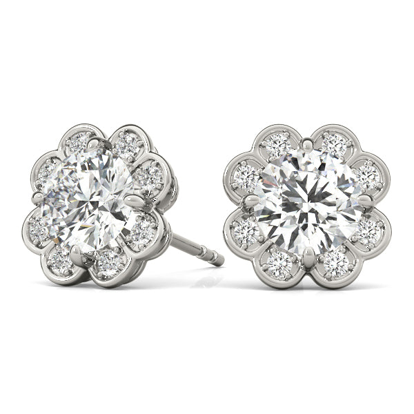 Platinum White Diamond Halo Earrings