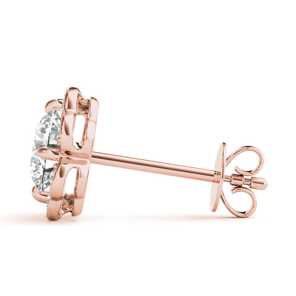 Rose Gold Lab Diamond Halo Earring Pair