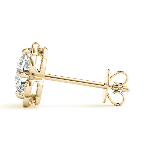 18K Yellow Gold Round Lab Diamond Halo Earrings