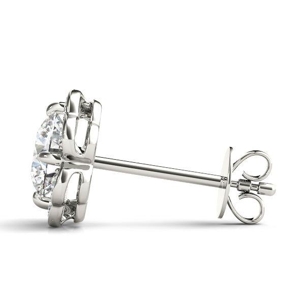 Platinum White Diamond Halo Earrings