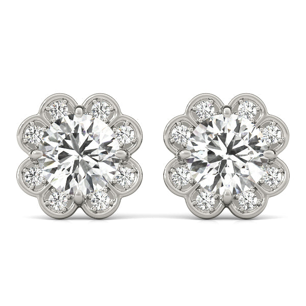 Platinum White Diamond Halo Earrings