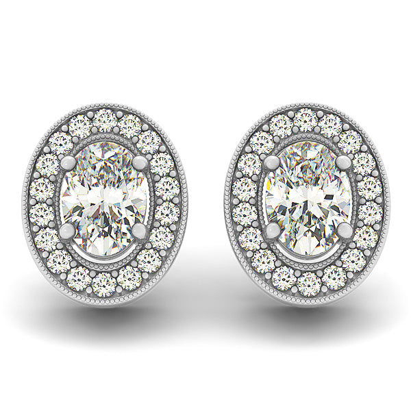 Round Diamond Halo Statement Earrings
