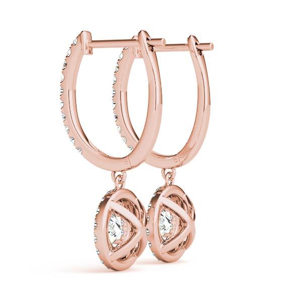 14K Rose Gold Round Diamond Halo Earrings