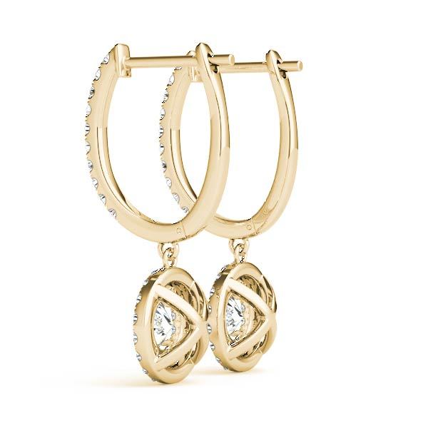 Yellow Gold Round Diamond Halo Earrings - Lab Grown