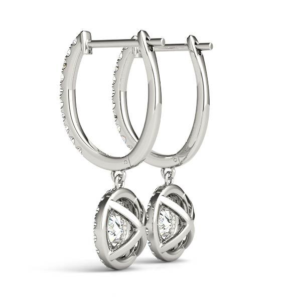 14K White Gold Round Diamond Halo Earrings