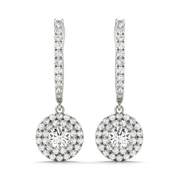 White Platinum Lab Diamond Halo Earring Pair