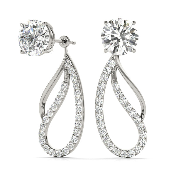 White Platinum Diamond Earring Jacket Pair