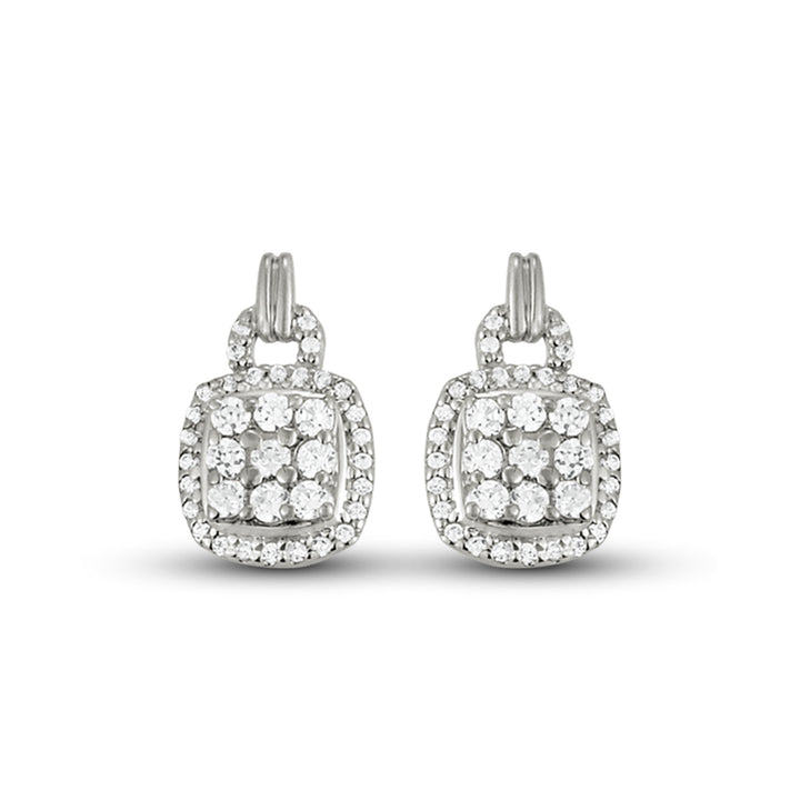 White Gold Lab Diamond Cluster Fashion Earrings