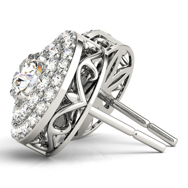 White Platinum Lab Diamond Halo Earring Pair