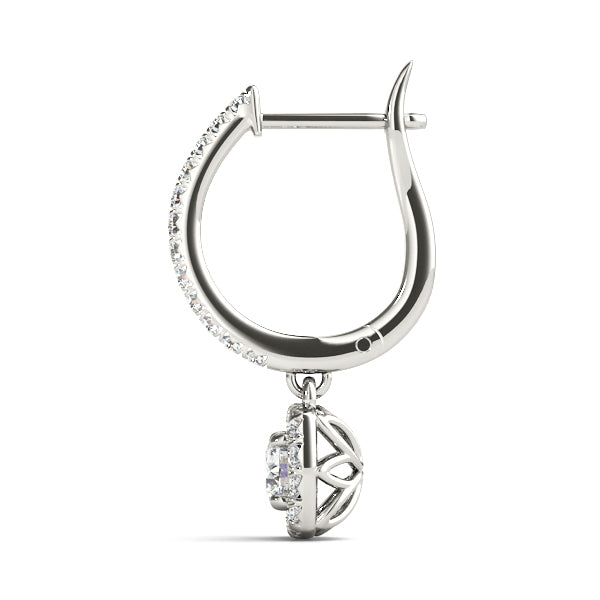 18K White Gold Round Diamond Halo Earrings