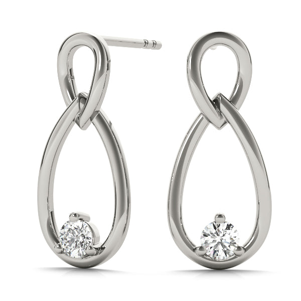 14K White Gold Round Lab Diamond Earrings