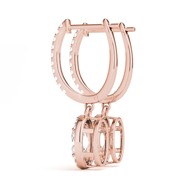 Rose Gold Lab Diamond Halo Earring Pair