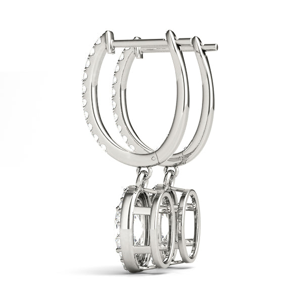 White Platinum Diamond Halo Earring Pair