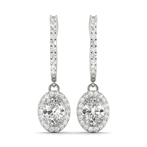 White Platinum Diamond Halo Earring Pair