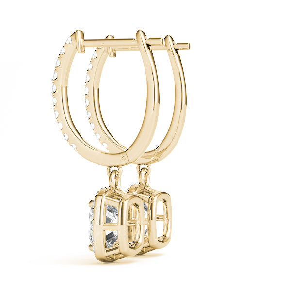 18K Yellow Gold Round Diamond Halo Earrings
