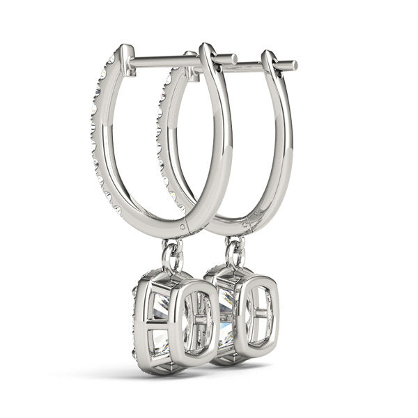 14K White Gold Round Diamond Halo Earrings