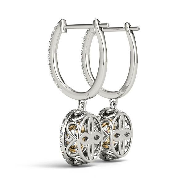 Yellow Gold Lab Diamond Halo Earring Pair