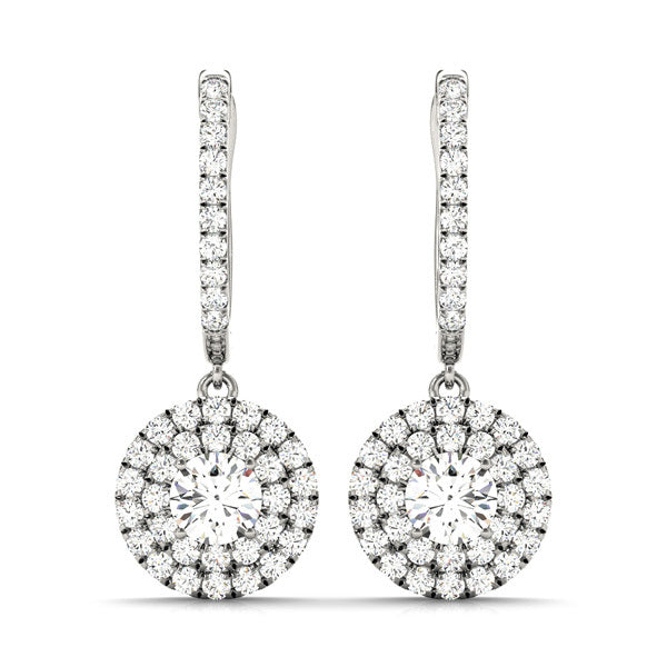 Platinum Round Diamond Halo Earrings