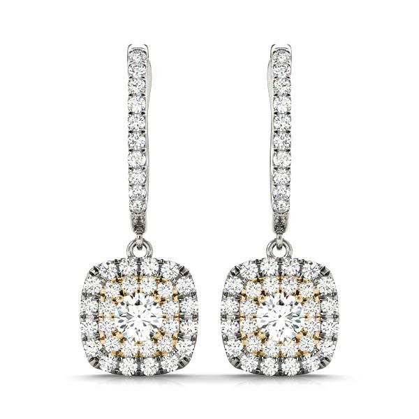 Yellow Gold Lab Diamond Halo Earrings