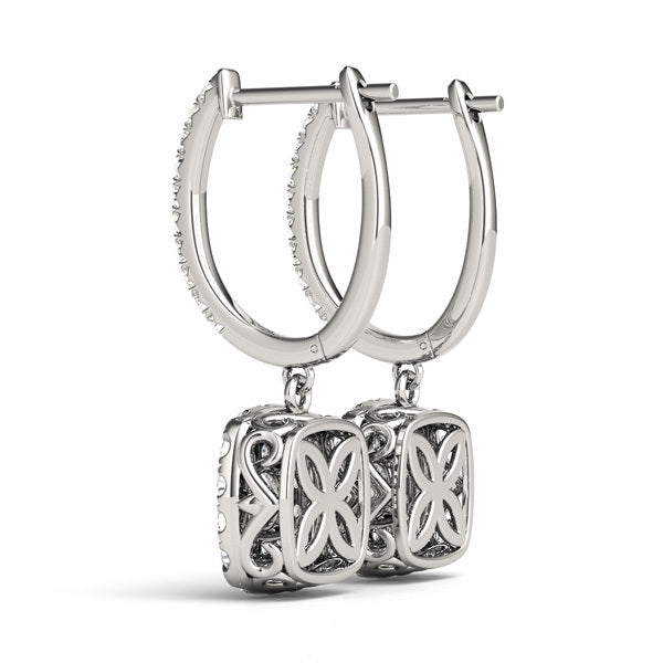 White Platinum Lab Diamond Halo Earring Pair