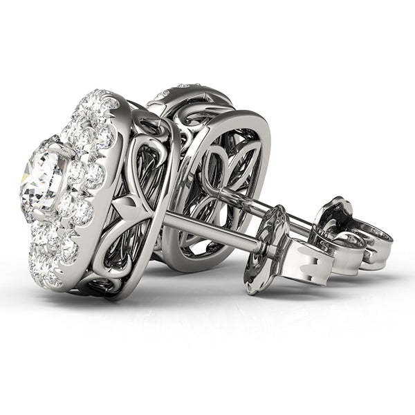 Rose Gold Lab Diamond Halo Earrings