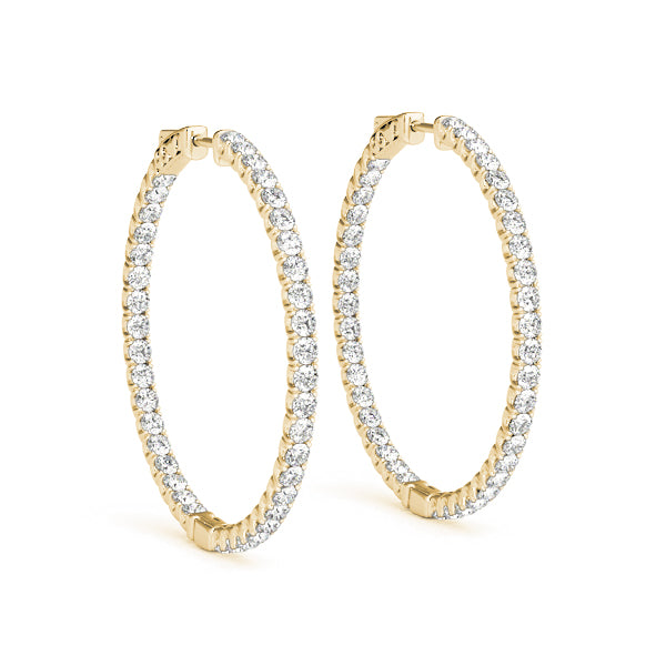 18K Yellow Gold Diamond Inside Out Hoop Earrings