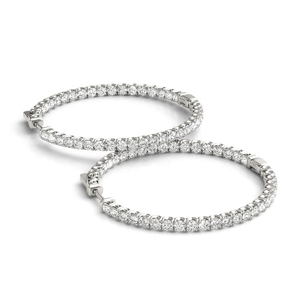 White Gold Lab Diamond Inside Out Hoop Earrings