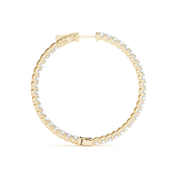 18K Yellow Gold Diamond Inside Out Hoop Earrings