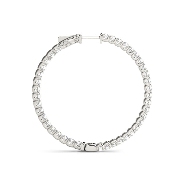 White Gold Lab Diamond Inside Out Hoop Earrings