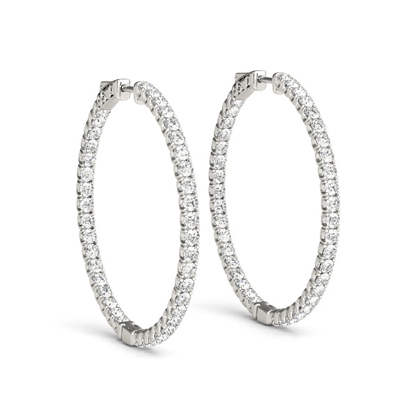 White Gold Lab Diamond Inside Out Hoop Earrings