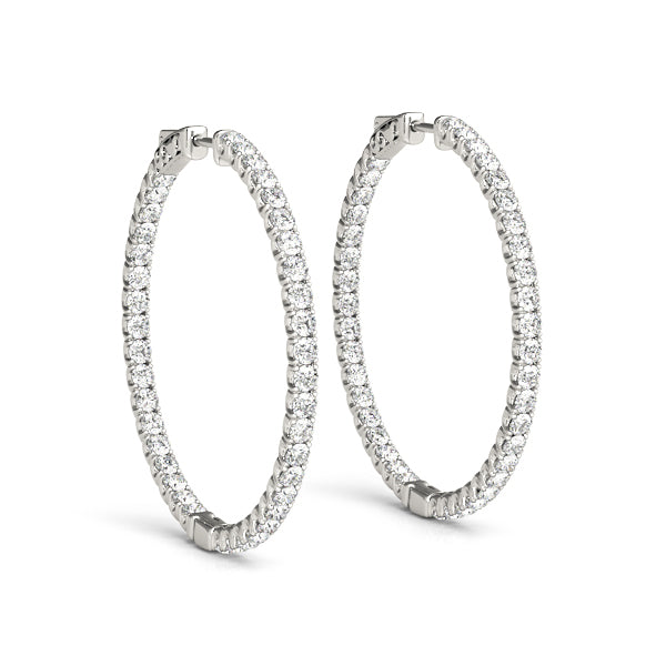 14K White Gold Diamond Inside Out Hoop Earrings