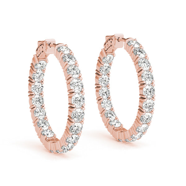 14K Rose Gold Lab Diamond Inside Out Hoop Earrings