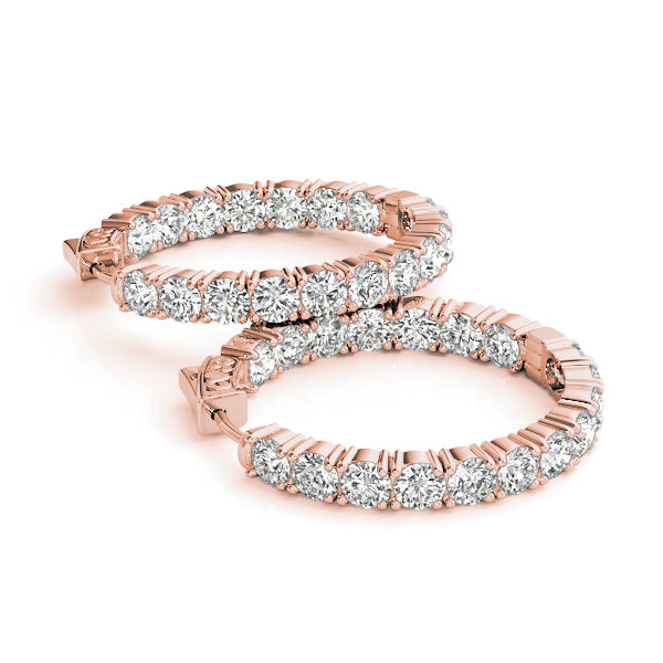 14K Rose Gold Lab Diamond Inside Out Hoop Earrings