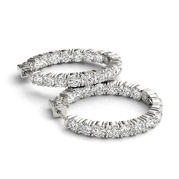 18K White Gold Lab Diamond Inside Out Hoop Earrings