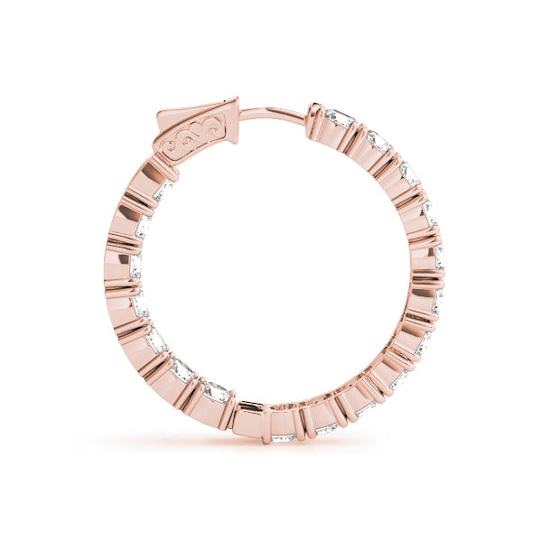 14K Rose Gold Lab Diamond Inside Out Hoop Earrings