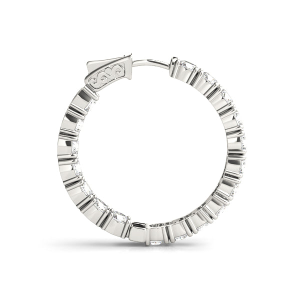 14K Gold Round Diamond Inside Out Hoop Earrings