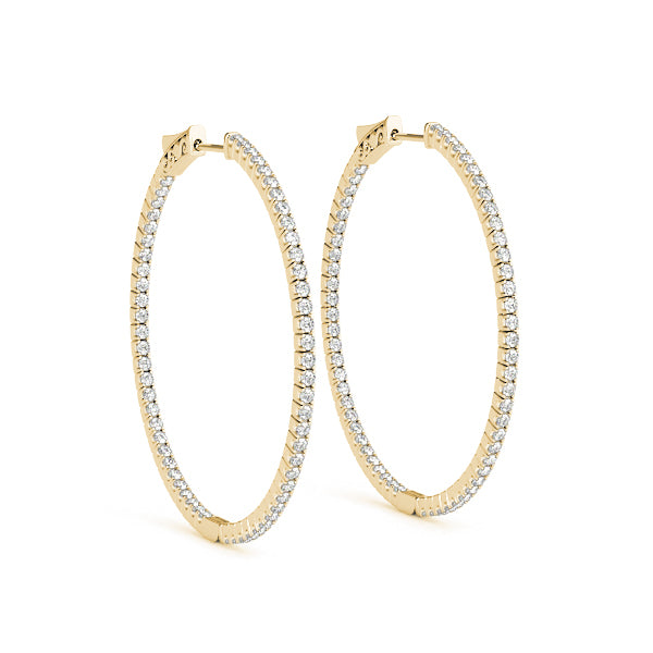 18K Yellow Gold Diamond Inside Out Hoop Earrings