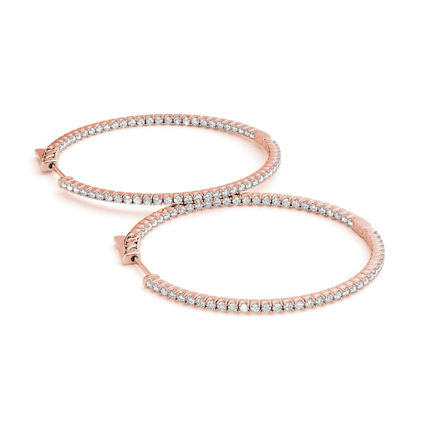 18K Rose Gold Lab Diamond Inside Out Hoop Earrings
