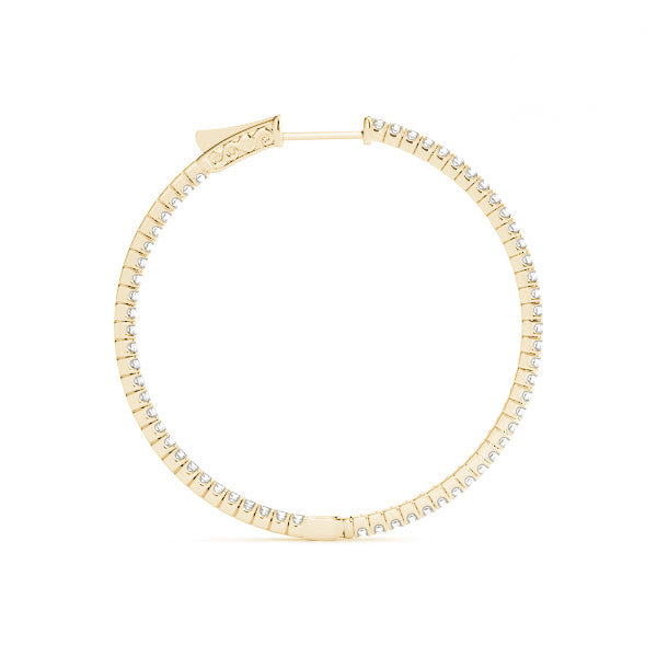 18K Yellow Gold Diamond Inside Out Hoop Earrings