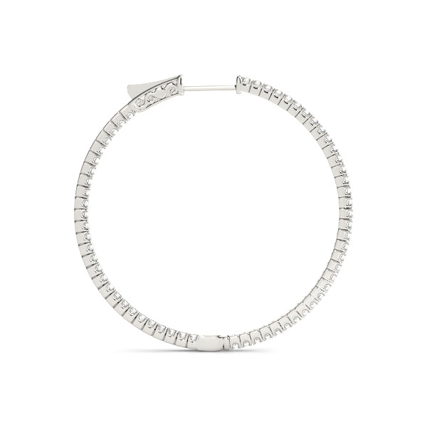 18K White Gold Diamond Inside Out Hoop Earrings