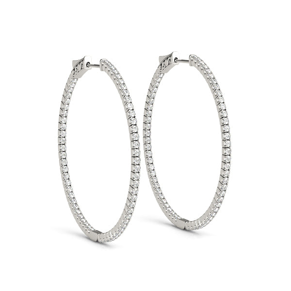 18K White Gold Diamond Inside Out Hoop Earrings