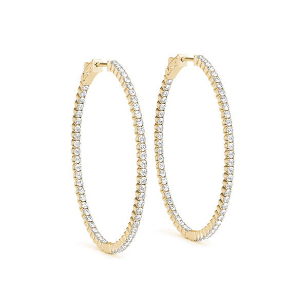 18K Yellow Gold Diamond Inside Out Hoop Earrings