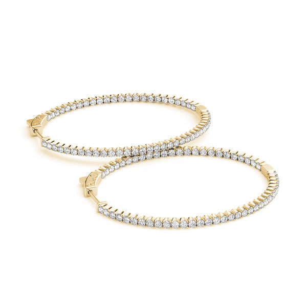 14K Yellow Gold Lab Diamond Inside Out Hoop Earrings