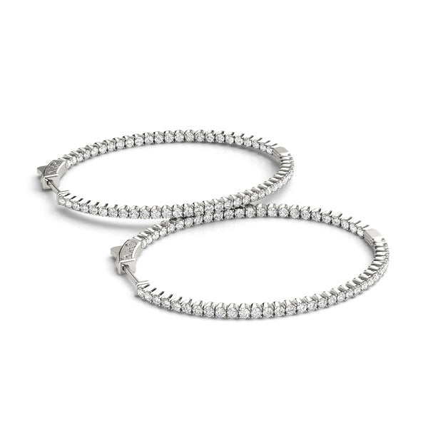 18K White Gold Lab Diamond Inside Out Hoop Earrings
