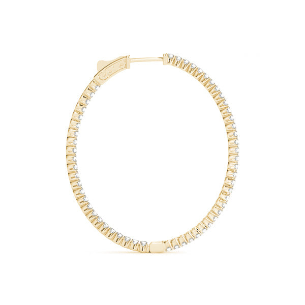 18K Yellow Gold Diamond Inside Out Hoop Earrings