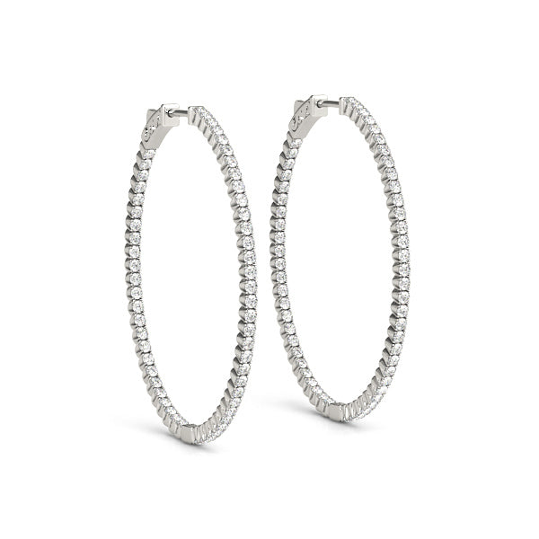 Lab Diamond Inside Out 1.5"" Hoop Earrings